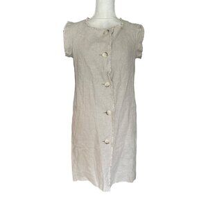 Michael Kors Linen-Blend Sleeveless Button-Up Front Dress P/S
